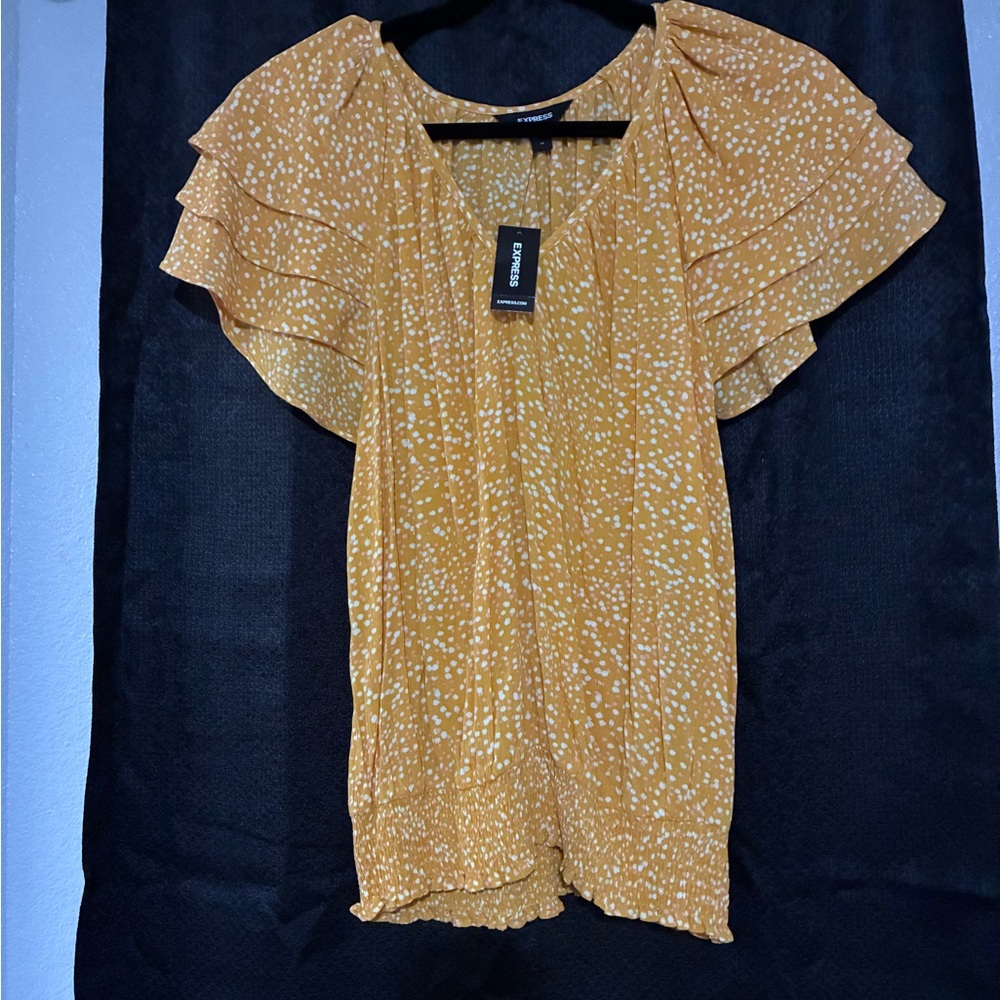 Express Mustard Dotted Blouse